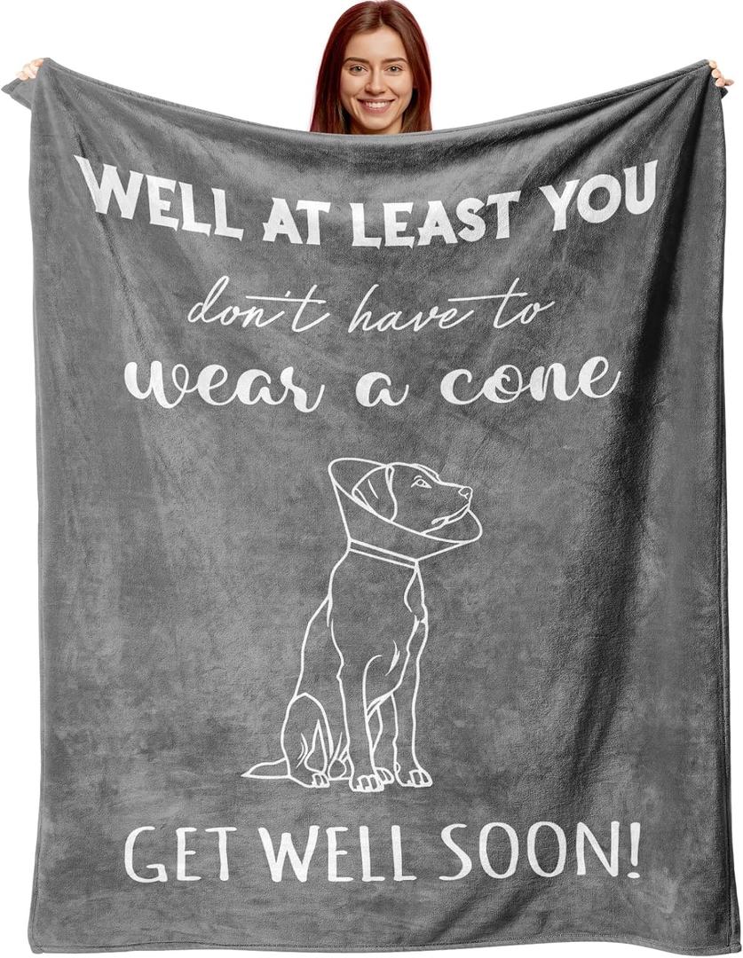 Get Well Gifts for Men, Get Well Gifts for Men After Surgery, Feel Better Gifts for Men Women, Get Well Soon Gifts for Men, Surgery Recovery Gifts for Men Women Gray Labrador Blanket 60" x 50"