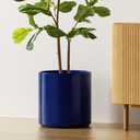 LE TAUCI 12 Inch Pot for Plants, Ceramic Planters for Indoor Plants, Mid-Century Modern Cylinder Flower Pots with Drainage Hole, Fits Fiddle Leaf Fig & Monstera, Home Decor, Midnight Blue