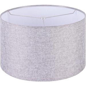 Wellmet 18"x18"x12" inches Required Lampshade Assembly for Table Lamp,Bedside Lamp, Floor Lamp, Fabric Drum Lampshade Classic Modern Style, Spider Fitter, Grey