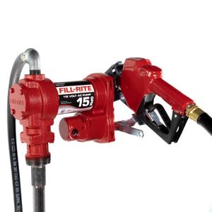 Fill-Rite FR610HA 115V 15 GPM Fuel Transfer Pump w/Discharge Hose & Automatic Nozzle (Red) | Gasoline, Diesel, Kerosene, Ethanol & Methanol Blends & Biodiesel