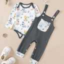Baby Boy Clothes Fall Winter Newborn Boy Outfits 0 3 6 9 12 18 24 Months Overalls Infant Baby Boys Clothes (Grey)