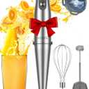 KOIOS Immersion Blender, 1000W Anti-scratch 3-in-1 Hand Blender, Upgraded 12 Speed Stainless Steel Blade Stick Blenders with Turbo Mode, Whisk and Milk Frother, Non-BPA (Silver)