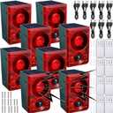Qualirey 4 Pcs Solar Outdoor Motion Sensor Alarm Animal Deterrent Gunshot Sound Dog Barking 130db Loud Noise Maker 3 Modes with USB Remote Control, Support Recording and Volume Adjustment (Red)