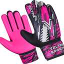 Soccer Goalie Gloves for Kids Boys Children,Youth & Adult Football Goalkeeper Gloves with Double Wrist Protection and 4mm Latex Anti-Slip Strong Grips Palm (Size 5 (Youth), Pink)