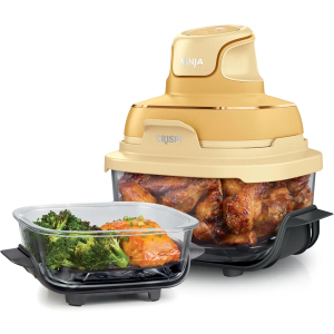Ninja Crispi 4-in-1 Glass Air Fryer | 450°F | Non-Toxic | 4QT & 6-Cup Glass Containers w/Lids | Microwave, Freezer, Dishwasher Safe | Max Crisp, Air Fry, Bake, Recrisp | Ginger Snap | FN101GD