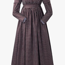 Regency Dress for Women Empire Waist Regency Era Costume Victorian Tea Party Brown Striped Ball Gown Size XS