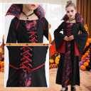 Vampire Costume for Girls Kid Halloween Carnival Fancy Black Dress for Cosplay (4-5 Years)