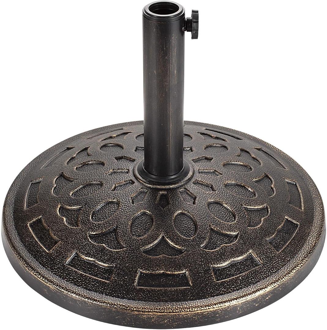 FLAME&SHADE 31lb Round Base Stand Weight for Patio Market Table Umbrella Outdoor, Bronze