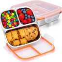 Palksky Snackle Box Container Stainless Steel, 2Pack Reusable Snack Bento Box with Lids, 3 Compartments Metal Food Storage Containers for Picnic, Travel