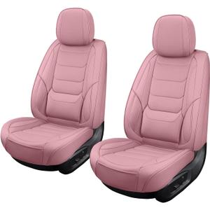 Front Seat Covers for Cars Breathable Leather Seat Covers Waterproof Seat Protectors Universal Fit for Most Automotive Cars SUV Trucks(Pink, Front Pair)