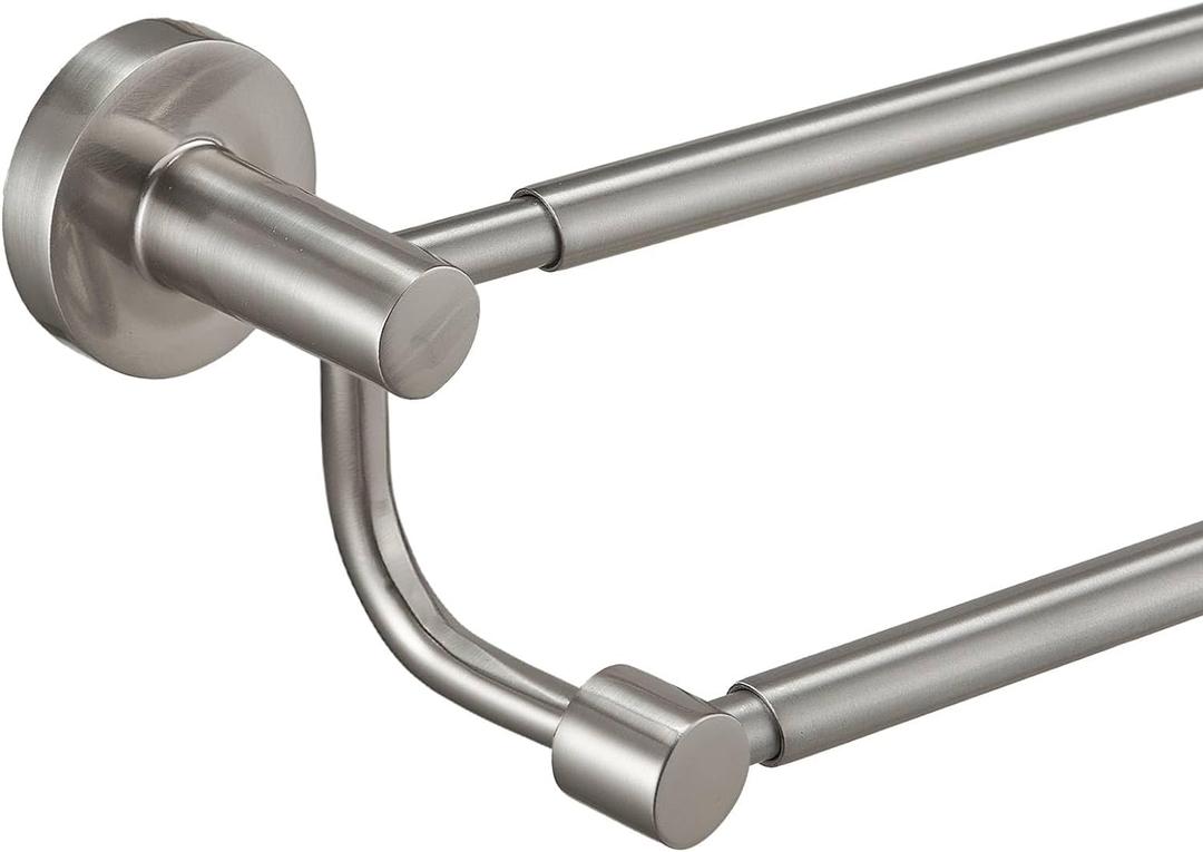 BESy Adjustable 16-26 Inches Double Bath Towel Bar for Bathroom SUS304 Stainless Steel Towel Holder, Hotel Style Wall Mount with Screws Hand Towel Bar Towel Rack Rod Hanger, Brushed Nickel Finish