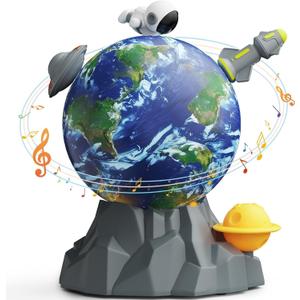 Magnetic Musical Rotating Ball,Space Toys for Kids 3 4 5 6 7 8 9 10 Year Old Boys Girls Sensory Toys for Toddlers Birthday Gifts Educational STEM Toy Playset with Astronauts Rocket Spacecraft Planet