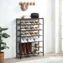 6 Tier Shoe Rack Organizer, Metal Mesh Shoe Storage Shelf, Storage Boots. for Entryway, Closet,Hallway, Bedroom,Cloakroom,Garage, Industrial,Rustic Brown