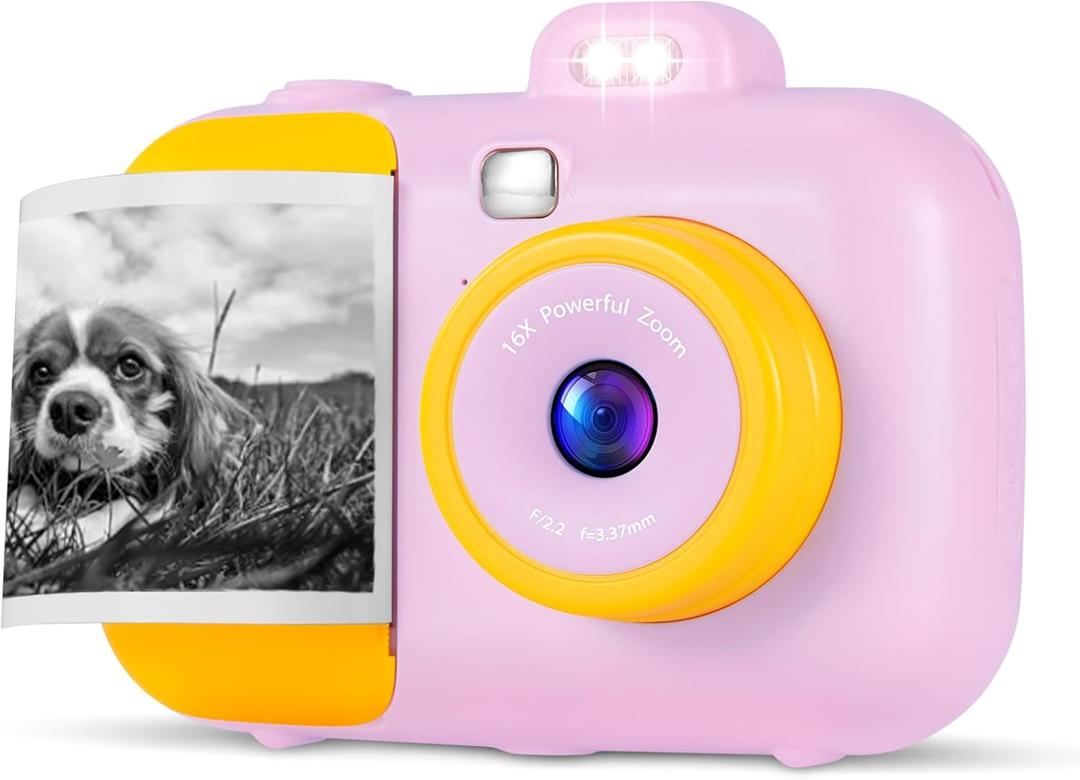 Kids Instant Camera for 3-12 Year Old Girls Boys, Kids Digital Camera Instant Print with Print Paper, Toddler Kids Toys, 4 5 6 7 8 9 10 Year Old Girl Gifts