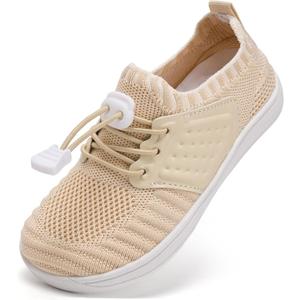 WateLves Water Shoes for Toddler Little Kid Minimalist Wide Barefoot Zero Drop Sole Splay Naturally Aqua Sneakers Boys Girls (Yn/Beige)