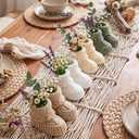 Tranqun Baby Shower Booties Centerpiece Knitted Booties to Fill with Flowers DIY Boho Rustic Table Decor for Flower Baby Shower Gender Reveal Party Craft Centerpiece Decor (Classic,Sage Green,4 Sets)