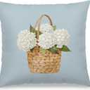 Hydrangea Floral Flower Decorative Pillow Covers Case 18x18 Inch,Blue Hydrangea Floral Decor