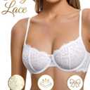 Avidlove Women's Lace Bra Sexy Balconette Bras Unlined Lingerie A-D, S-2XL (White, XL)