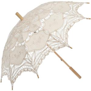 Lace Parasol Umbrella Vintage Wedding Bridal Lace Umbrella for Decoration Photo Tea Party 32 Inch Adult Size (01 Ivory)