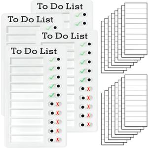 4 Pieces Chores Chart for Kids Multiple Kids - Reusable to Do List with Detachable Cardstock, Sliding Routine Chart, Daily Schedule, and Checklist Board (White)