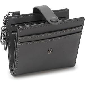 Alldaily Slim Keychain Wallet for Women, RFID Blocking Small Bifold Travel Credit Card Holder (Grey)