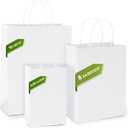MESHA White Gift Bags 5.25 x 3.75 x 8 Inch 50 Pack,Small Paper Shopping Bags with Handles Bulk,Heavy Duty Reusable for Business, Birthday, Wedding, Party Favors, Made in USA