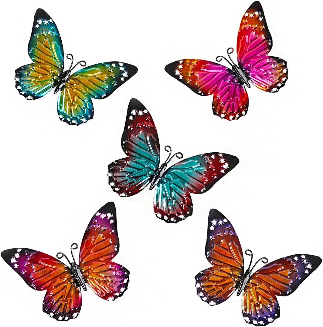 MIYOLO 5 Pcs Metal Butterfies Fence Yard Art Garden Decor, 6.5" Butterfly for Outdoor Patio Backyard Balcony Sculpture, Colorful in Bulk (Set of 5 -Muticolor) MIYOLO 5 Pcs Metal Butterfies Fence Yard Art Garden Decor, 6.5" Butterfly for Outdoor Patio Backyard Balcony Sculpture, Colorful in Bulk (Set of 5 -Muticolor)