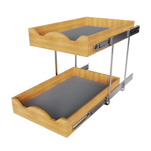 OCG Pull Out Drawers For Cabinets 14"W x 21"D, 2 Tier Heavy-Duty Slide out Wood Drawer Shelf, Pull Out Drawer for Cabinets, Base Cabinet Organization ​for Kitchen, Pantry, Bathroom