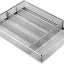 JANE EYRE Drawer Organizer, Cutlery Tray Silverware Flatware Storage Divider for Kitchen, Mesh Wire with Non-slip Foam Feet, 5 Component, Silver