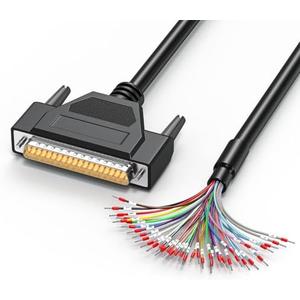 JUXINICE DB37 Male to Bare Wire with Cable Marker, 26AWG 6.6FT, D-SUB 37-Pin Connector to Single end Cable with Terminal,Multicore 37 Wire All Provided with Wiring Terminals-Black