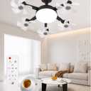 New Ceiling Fan with Lighting and an E27 Light Socket, 2-in-1 Silent LED Drone Fan with Remote Control for Bedroom, Kitchen, Easy Install 3-Speed Dimmable Quiet Screws Bulb, 5Head