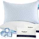 Bedsure Cooling Bed Pillows for Sleeping, Shredded Memory Foam Queen Pillows, Set of 2, Luxury Cover Made of Rayon Derived from Bamboo, Adjustable Firmness for Side, Back, Stomach, and Hot Sleepers, Size 48*71 cm