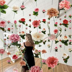 XunYee 6 Pcs 35.4 ft Flower Garlands Artificial Wildflower Vines Floral Hanging Backdrop Fake Flower Garlands Faux Silk Wildflower Vine for Wedding Bridal Shower Home Garden Wall Arch Decor(Pastel)