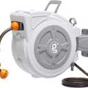 Giraffe Tools Retractable Hose Reel 1/2" x 65 ft Wall Mount Auto Rewind | Garden Hose Reel Heavy Duty,Any Length Lock,Auto Rewind System,180Swivel Bracket,Easy to Assemble,9-Function Sprayer Nozzle