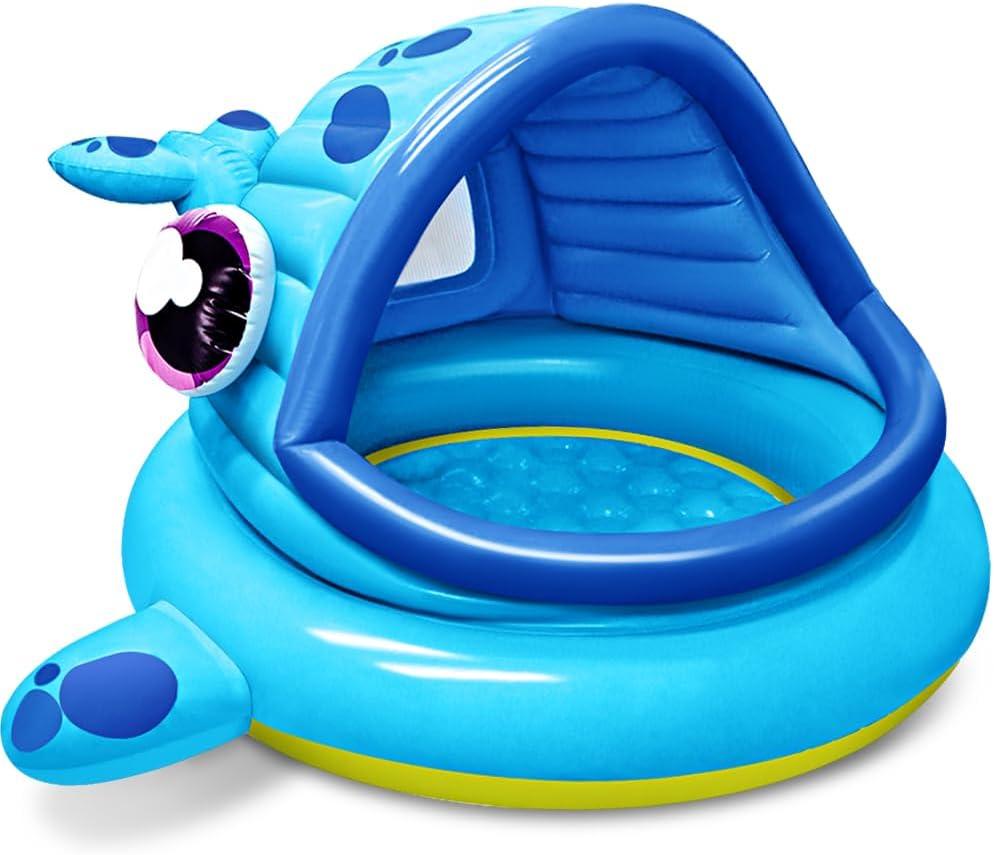 JOYIN Inflatable Shade Kiddie Pool,Whale Baby Pool Tent, Infant Swimming Pool for Kids 54" x 56" x 28",Blow Up Toddler Pool for Swim Party Toys Summer Water Beach Fun