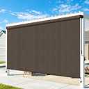 Outdoor Roller Shades for Patio, Mocha 11' W x 8' H Cordless Patio Shades Roll Up Outdoor Blinds with Splicing Design, 90% UV Protection for Porch Gazebo Pergola