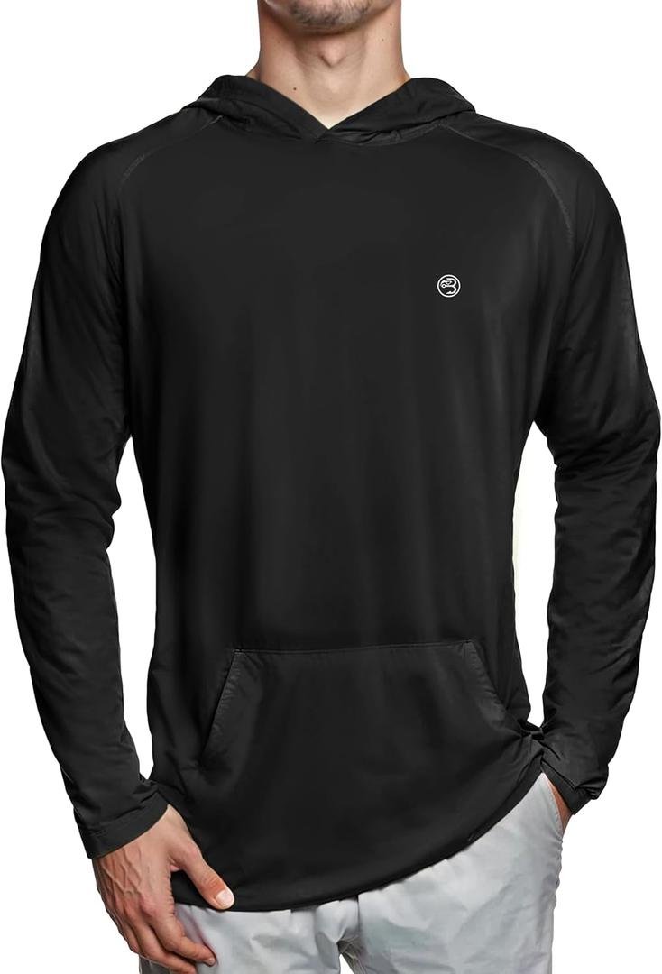 2 x Mens Dry-Fit UPF 50+ Sun Shirt Hooded, Fishing Shirts for Men Long Sleeve, SPF Shirts for Men, Men's Rash Guard