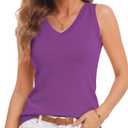 QUALFORT Women Wool Blend Sweater V Neck Sleeveless Tank Tops Knitted Shirt