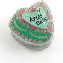 Decorative Aries Baby Hair Claw, Green and Pink Design with Cherry Accents Birthday Prentent 2 Packs