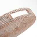 Round Rattan Serving Tray Decorative Woven Ottoman Trays with Handles for Coffee Table White (Small 11.8 inch x 2 inch)