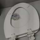 CHURCH Toilet Seat, Easy Clean Hinges Release for Deep Cleans, Durable Enameled Wood Seat, Elongated, White