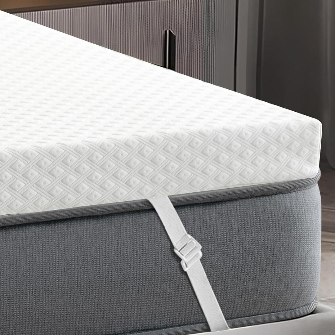 Breathable 4D Air Fabric 3 Inch Gel Memory Foam Mattress Topper Queen Size, Cooling Ventilated Mattress Pad for Back Pain Pressure Relief, Soft Plush Bed Topper with Protection Cover (White, Queen)
