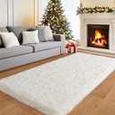 Soft Shag Runner Rug 2x6 for Bedroom, Fluffy Plush Throw Area Rug Non Slip for Bedside Dorm Hallways, Washable Long Runners for Couch Closet Nursery Living Room, Cream White