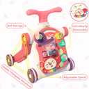 QDRAGON 5 in 1 Walker for Baby Girl, Baby Push Walkers, Assemble as Scooter/Motorbike/Activity Center/Detachable Panel, Walking Toys for Infants 6-12 Months, Red