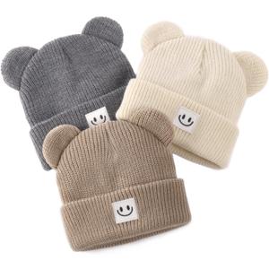 FURTALK Infant Baby Beanie with Bear Ear Cute Winter Hat for Toddler Boys Girls Soft Knitted Cap (Brown)