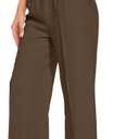 FUNYYZO Wide Leg Pants Women's High Elastic Waisted in The Back Business Work Trousers Long Straight Suit Pants (006# Dark Brown (Thin) Large