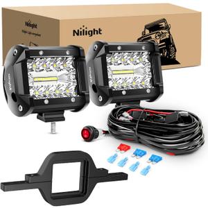 Nilight 2 Pcs 4 Inch 60W Led Pods with 2 Inch Tow Hitch Mounting Brackets Backup Reverse Lights Rear Light Bar for Pickup ATV SUV Truck Trailer Boat