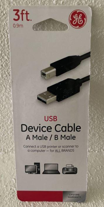 GE USB2 Device Cable 3Ft Atob Plugs 0.9m