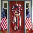 Dingion Patriotic wreath bow 4th of July Swag Wreath with Rustic Bell Red White Blue Star Stripes Tassel Wreaths 4th of July Decorations for Front Door 250 Anniversary Veterans Day Indoor Outdoor Home