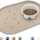 KPWACD Dog Food Mat Anti-Slip Bowl Mats for Food and Water, High-Lips Waterproof Pet Placemat Prevent Messy Spills to Floor, Silicone Puppy Feeding Trays for Large Medium Small Dogs Cats (Many Paw - 18"x12", Taupe)